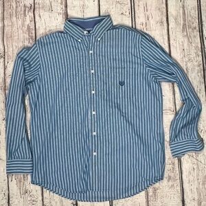 Mens Chaps Easy Care Striped Button Down Long Sleeve Casual Shirt
